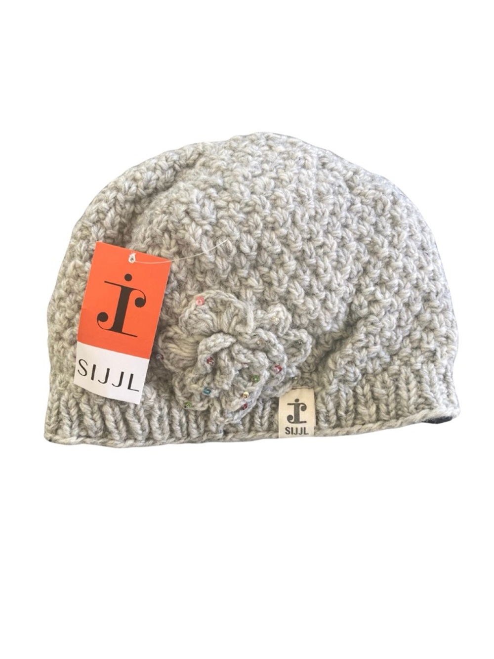 NWT SIJJL Chunky Wool Knit Gray Beanie Hat OS